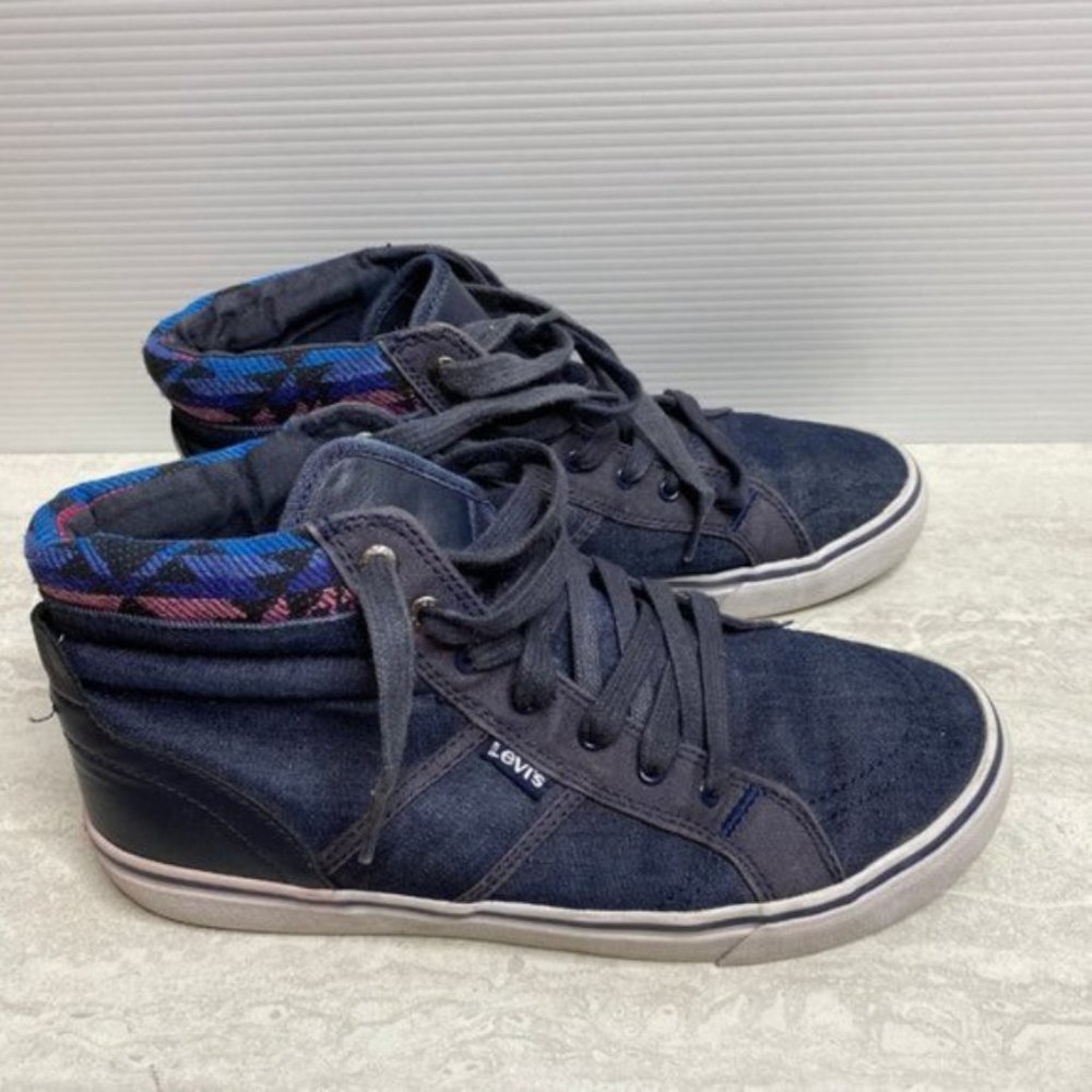 LEVI'S Size 8.5 Blue Denim Mixed Media High Top Sneakers y2k 00s 90s nineties